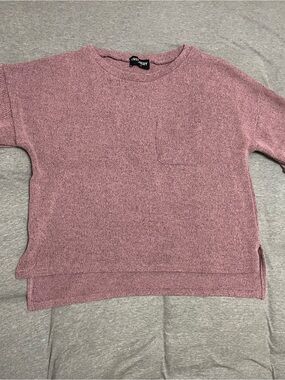 Cozy Dusty Rose Knit Short Sleeve Sweater